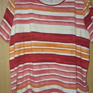croft & barrow Red, White Striped Classic Tee